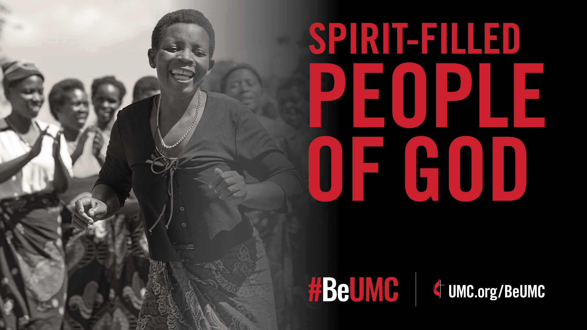 The Holy Spirit works within us, transforming our hearts and lives. The #BeUMC campaign reminds us of who we are at our best — the spirit-filled, resilient, connected, missional, faithful, diverse, deeply rooted, committed, disciple-making, Jesus-seeking, generous, justice-seeking, world-changing people of God called The United Methodist Church. Worship graphic, English.