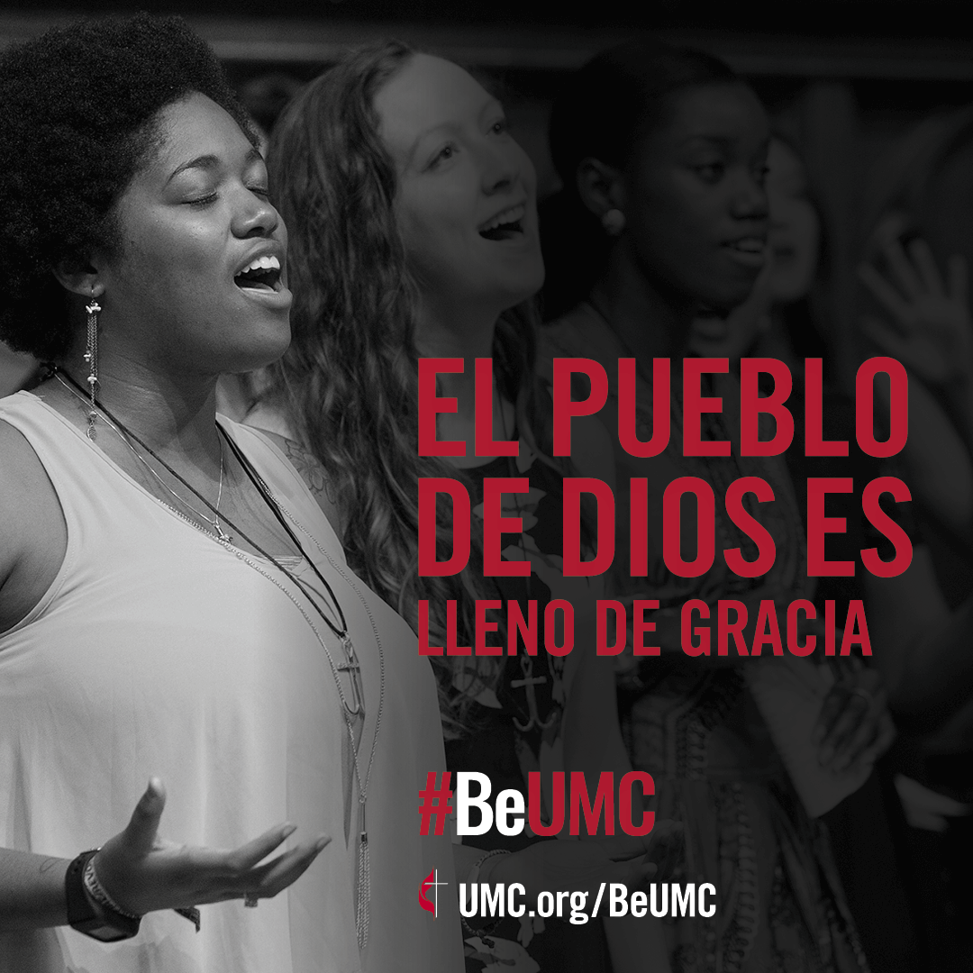 The #BeUMC campaign reminds us of who we are at our best. As people of God called The United Methodist Church, we’re faithful followers of Jesus seeking to make the world a better place. Grace-filled (praise), Spanish social media image.