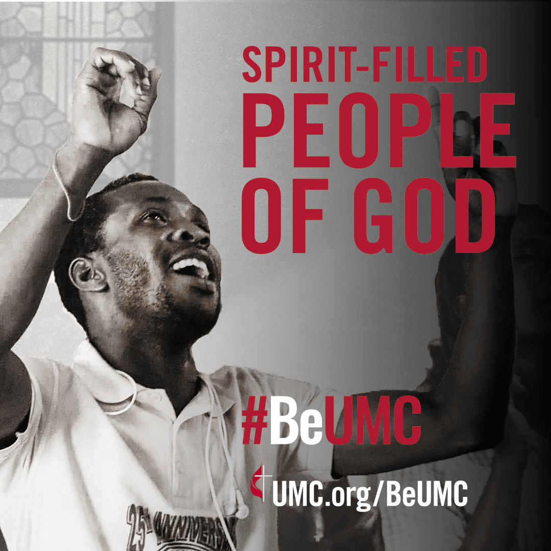 The Holy Spirit works within us, transforming our hearts and lives. The #BeUMC campaign reminds us of who we are at our best — the spirit-filled, resilient, connected, missional, faithful, diverse, deeply rooted, committed, disciple-making, Jesus-seeking, generous, justice-seeking, world-changing people of God called The United Methodist Church. Social media graphic, English.