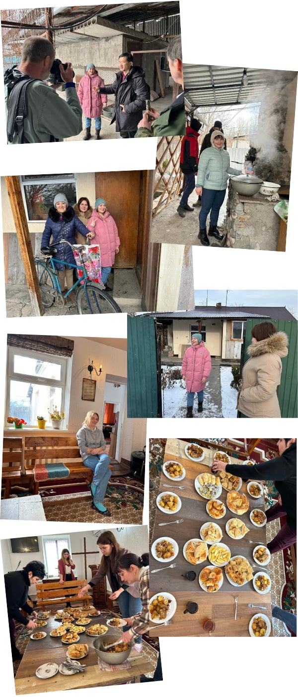 Today we drove several hours to Kainda UMC to meet with the women’s ministry there. The hospitality and generosity we encountered leaves me humbled.  One of the women present walked 45 minutes to get to the church and another rode her bicycle through the snow to join us. I was also so struck by how they used every bit of their building and grounds to serve. In an area where there are few activities for youth, this District Superintendent/Pastor and his wife have created a place for the neighborhood children to play sports and learn together. Their creative use of space within the church was inspiring too. The same room where we worshipped transformed moments later into a dining space where we enjoyed the feast they had prepared. The community they share is evident the moment you see them interact and it was a joy simply to be part of it.